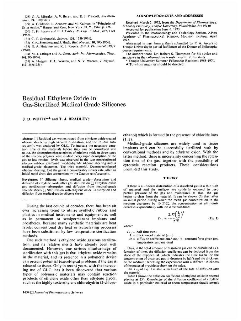 Aeration Time For ETO in Plastics PDF Sterilization (Microbiology) Materials