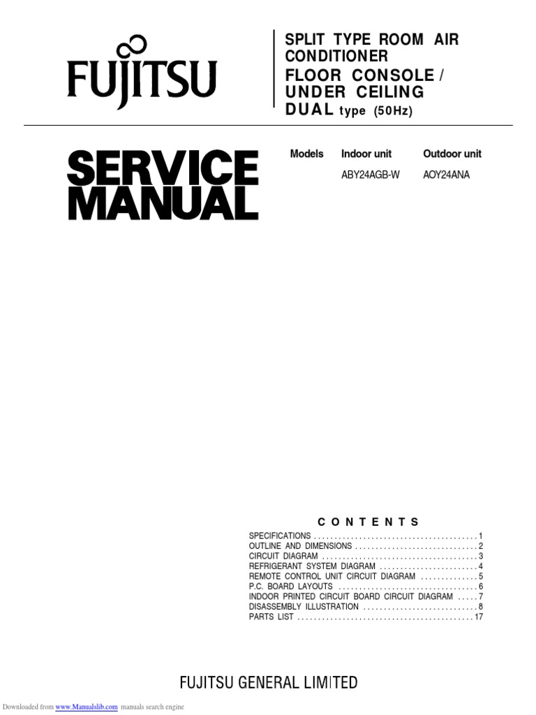 Fujitsu Air Conditioner Service Manual Printed Circuit Board Relay