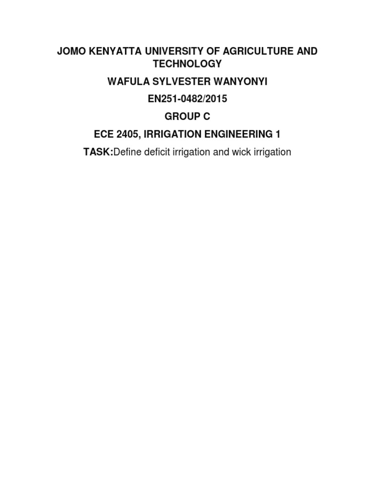 Deficit Irrigation Is An Optimization Strategy in Which Irrigation Is ...