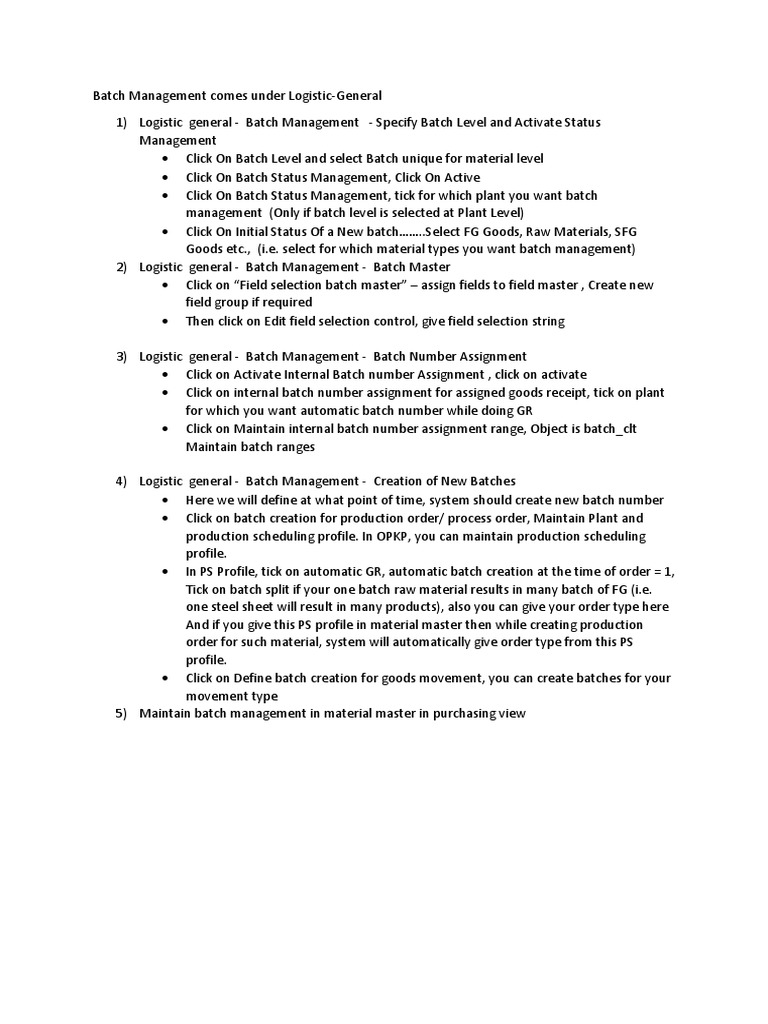 What Is Batch Management In Sap MM PDF