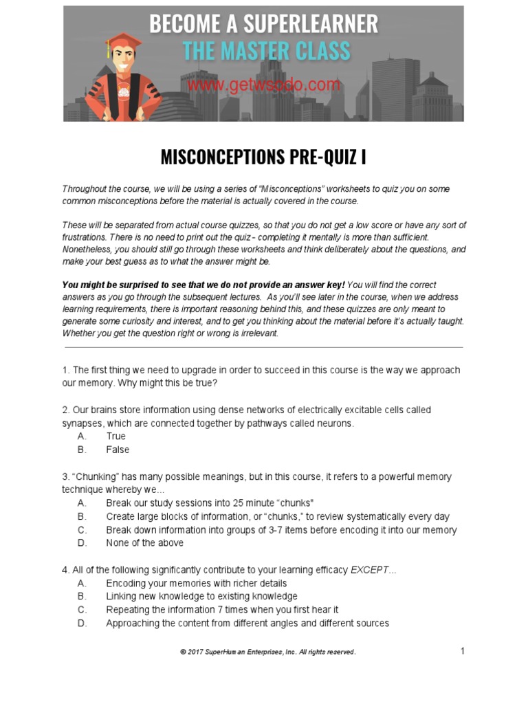Misconceptions Pre-Quiz I: You Might Be Surprised To See That We Do Not ...
