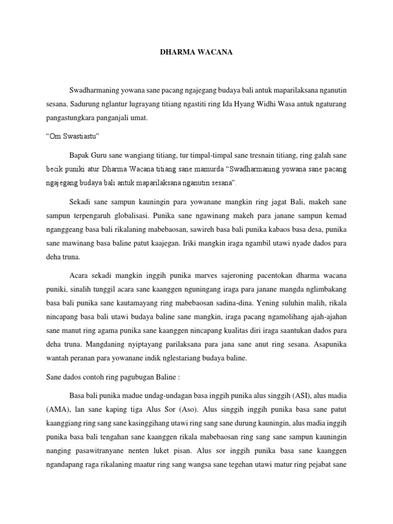 Contoh Dharma Wacana - Simak Gambar Berikut