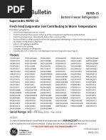 GE REF05-15 Refrigerator Service Bulletin Fresh Food Evaporator Fan Contributing To Warm Temperatures