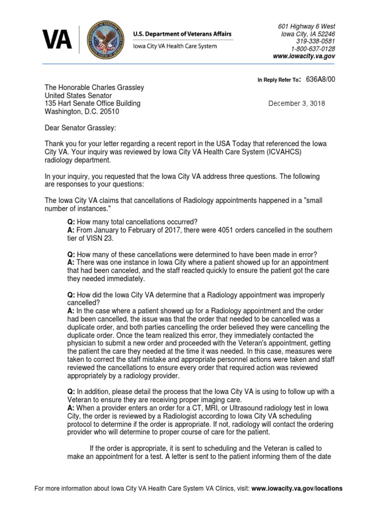 VA Letter PDF Radiology Health Care