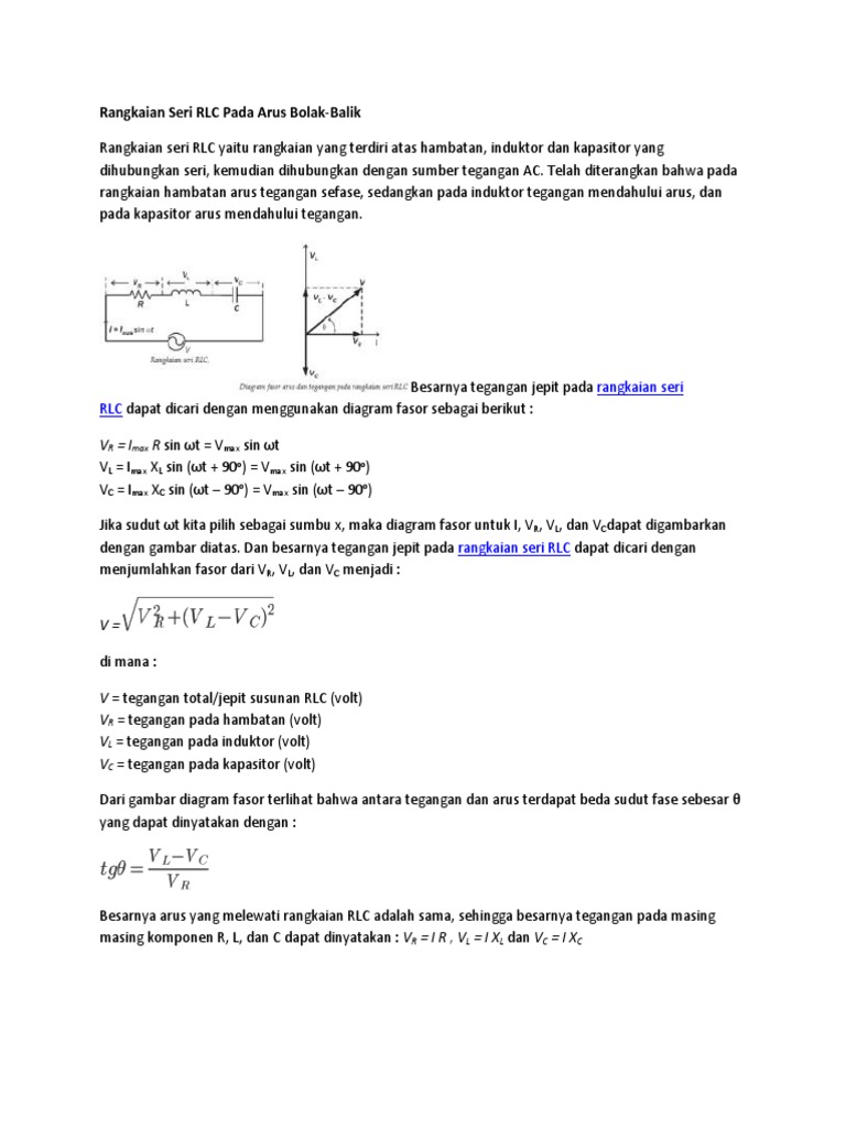 Rumus Rangkaian Seri RLC AC | PDF | Metode & Bahan Ajar | Sains ...