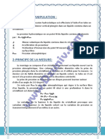 TP 1 MDF + Compte Rendu - La Mesure de La Pression Hydrostatique - Mécanique Des Fluides 6253 NO