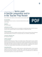 Glossary of Terms Used in Teacher Preparation And/or in The Teacher Prep Review