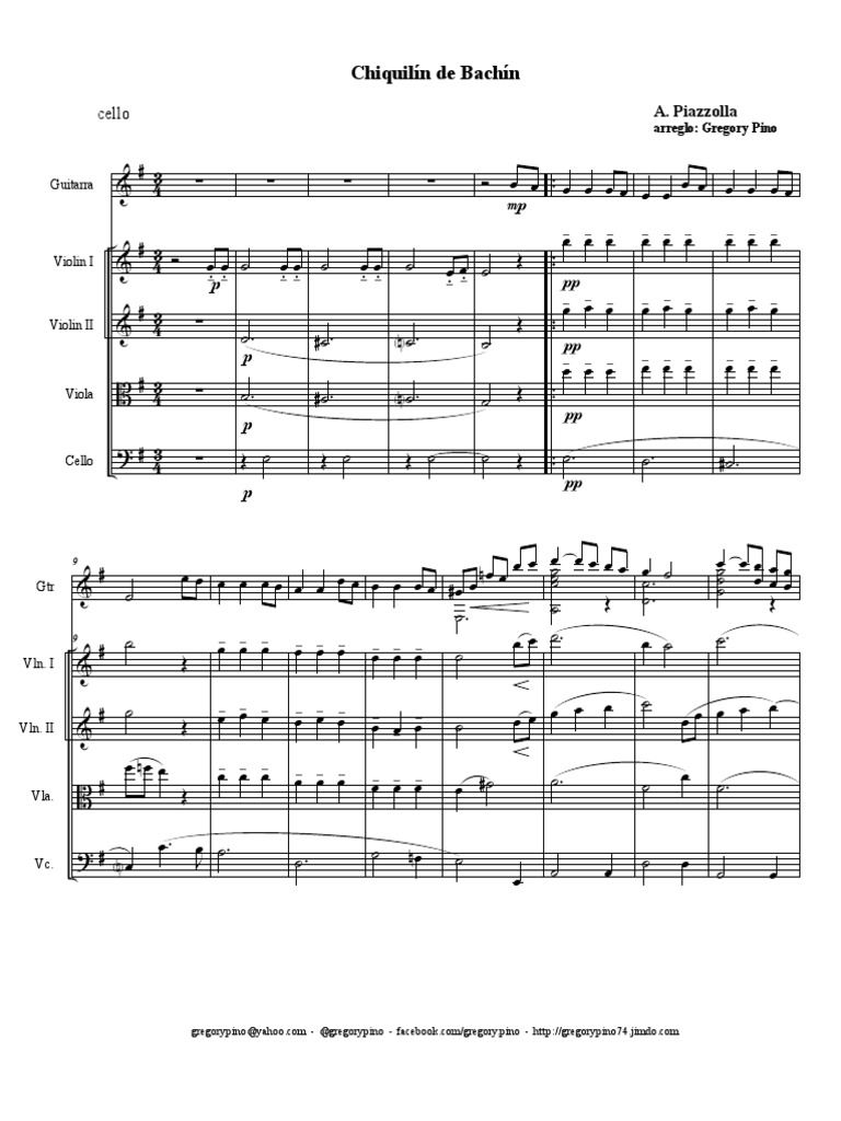 Chiquilín de Bachín 4to y Guitarra Score PDF PDF