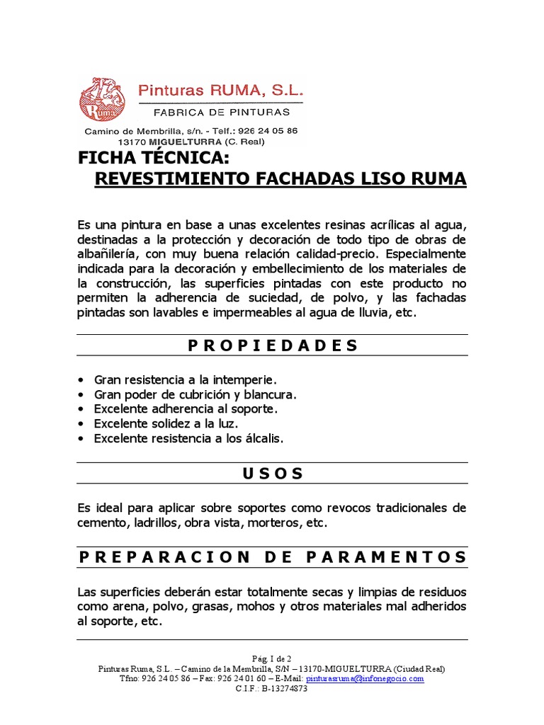 FDA Liso Ruma FT | PDF | Pintar | Materiales