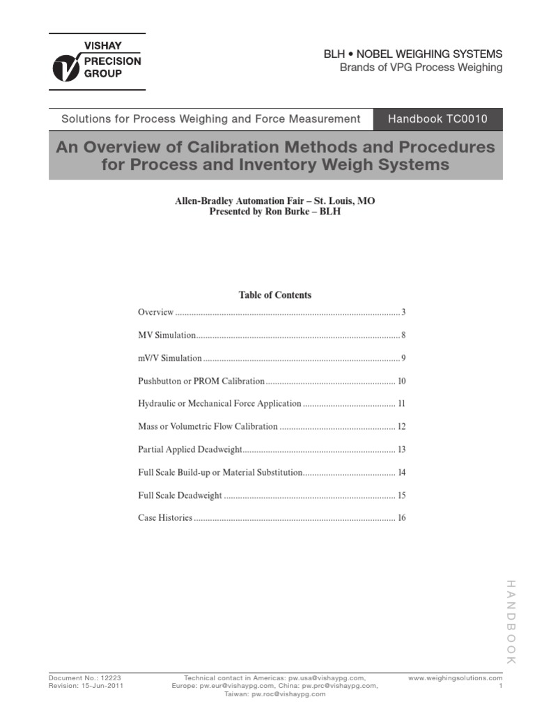 Calibration Methods for Weigh Systems | PDF | Calibration | Flow ...