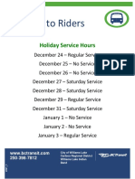 City of WL/BC Transit 2018 Holiday Service Schedule
