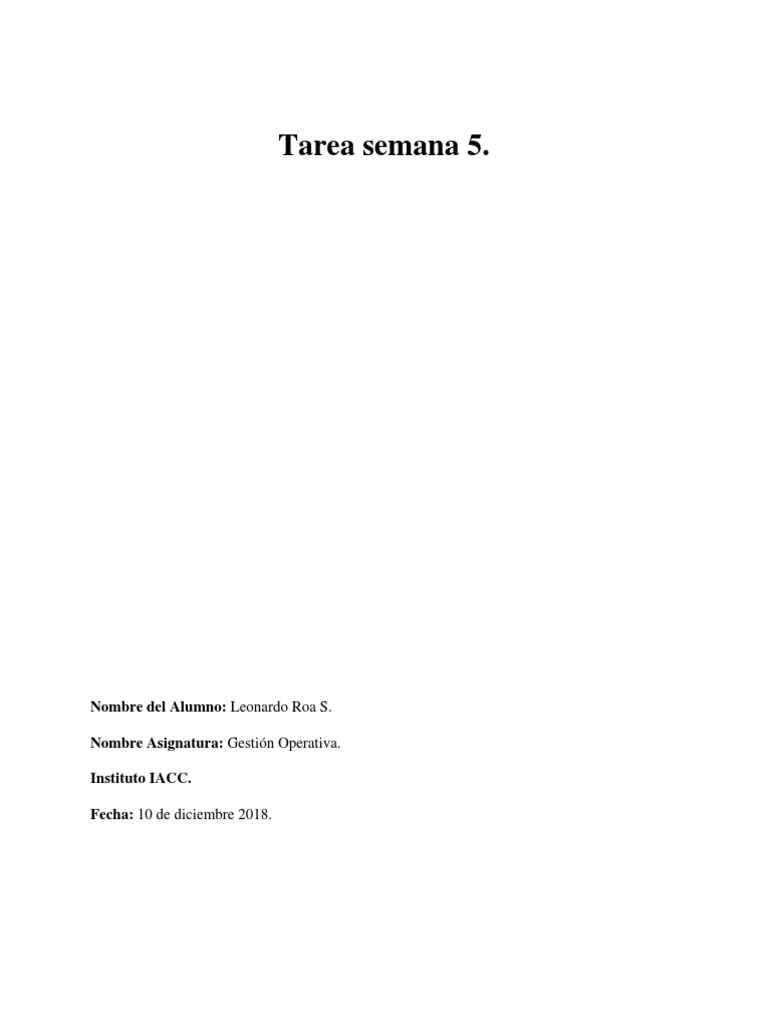 Leonardo Roa - Tarea Semana 5 Gestion Operativa | PDF