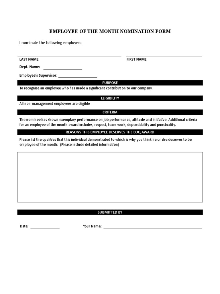 Employee Of The Month Template