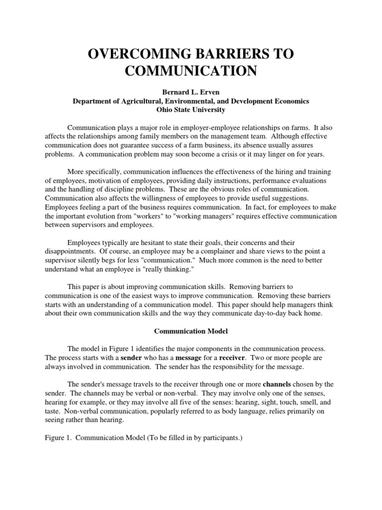 Overcoming Barriers To Communication | PDF | Communication | Psychology