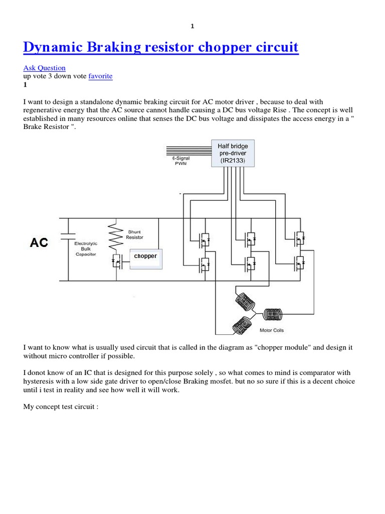 Dynamic Braking Resistor Chopper Circuit Field Effect Transistor