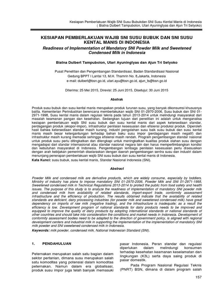 SNI Susu Bubuk | PDF