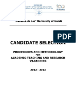 Candidate Selection: "Dunarea de Jos" University of Galati