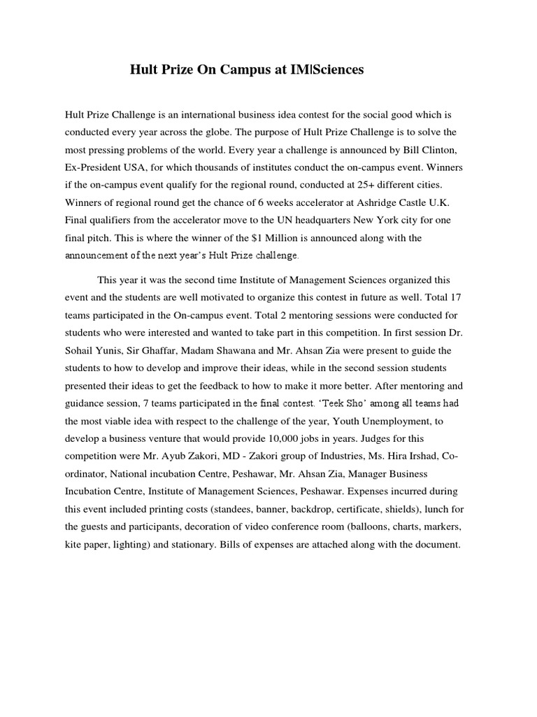 Hult Prize Report | PDF