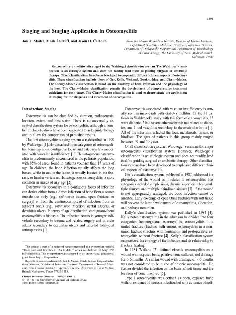 1997-CID-Staging in Osteomyelitis 516149 PDF | PDF | Surgery | Infection