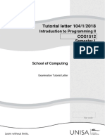 Tutorial Letter 104/1/2018: Introduction To Programming II Semester 1
