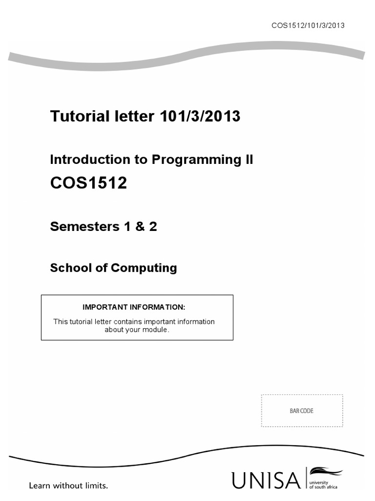 Cos1512 101 2013 3 B | PDF | Pointer (Computer Programming) | Computer ...