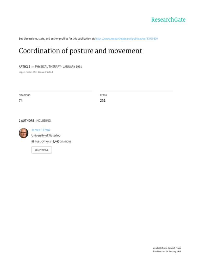 Coordination of Posture and Movement | PDF | Anatomical Terms Of Motion ...