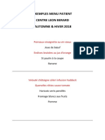 Exemple de menu proposé au Centre Léon Bérard