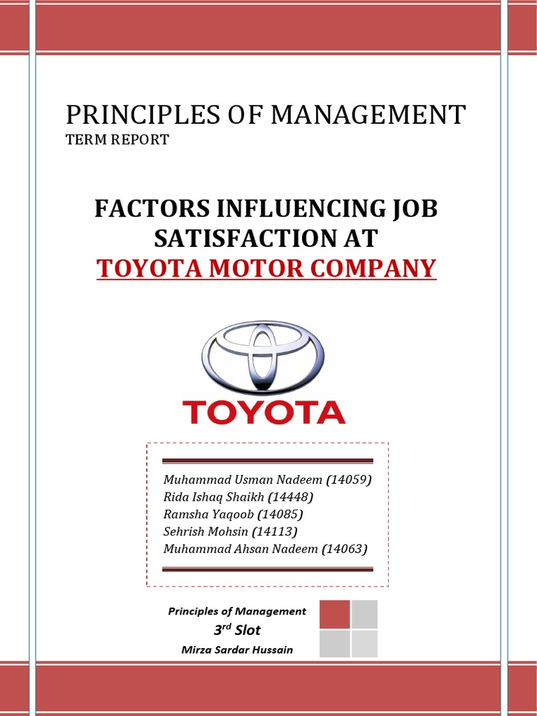 Factors Influencing Job Satisfaction at Toyota Motor Company Muhammad