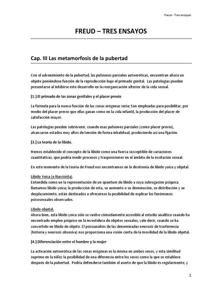 Freud Tres Ensayos Resumen PDF Libido La sexualidad humana