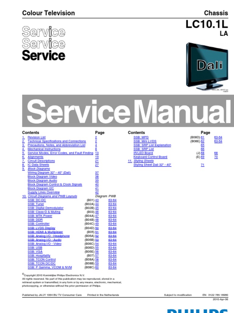 Lc10 1l Lla 32pfl3605d 40pfl3605d Pdf Video Hdmi
