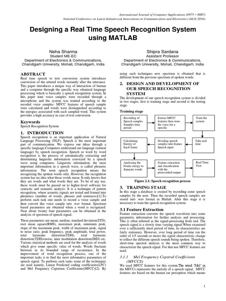 Real-Time Speech Recognition System | PDF | Spectral Density | Speech ...