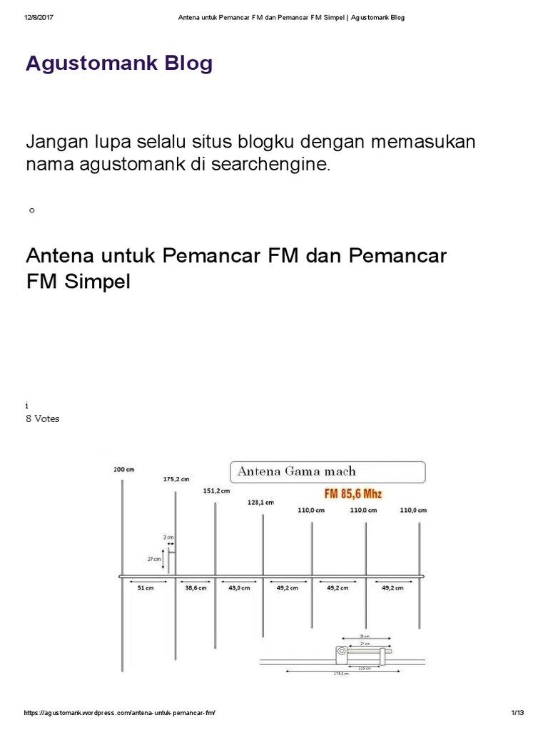 Antena Untuk Pemancar FM Dan Pemancar FM Simpel - Agustomank Blog | PDF