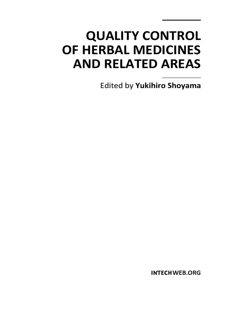Quality Control of Herbal Medicines and Related Areas PDF Detection