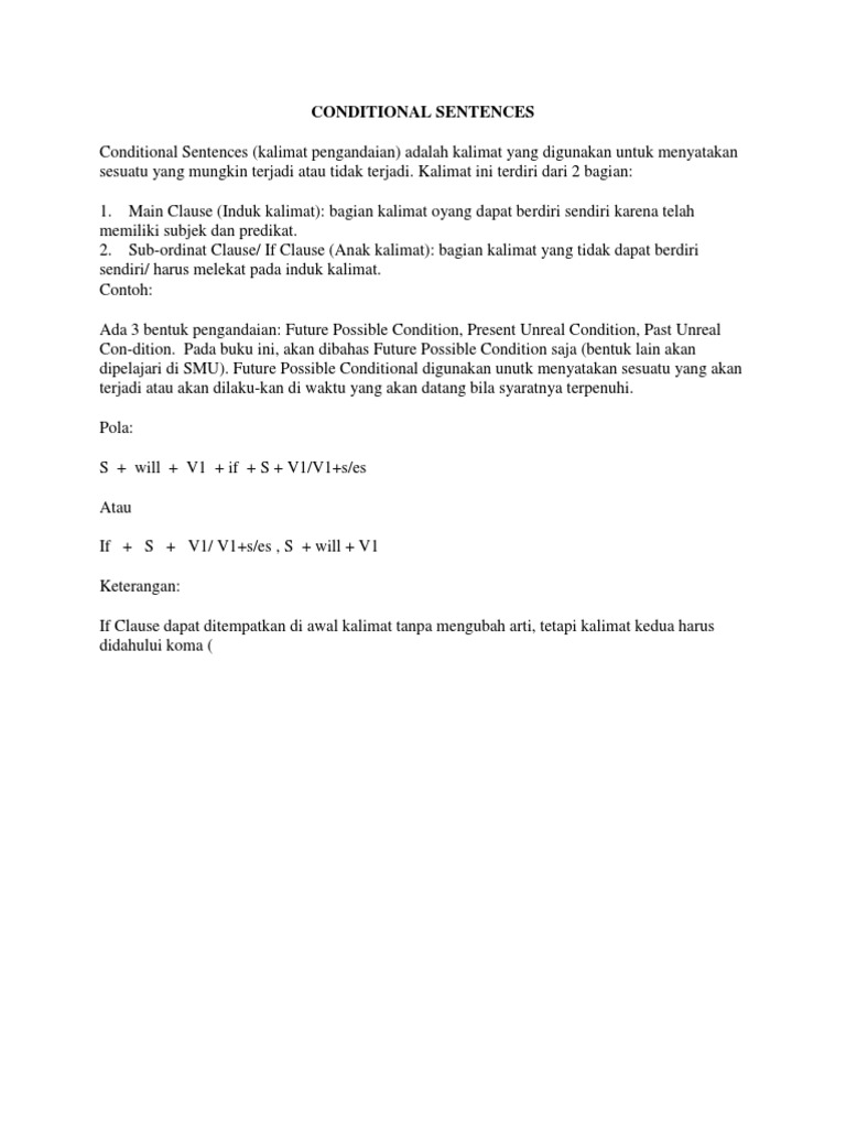 Contoh Kalimat Conditional Sentence Present Unreal - Simak 