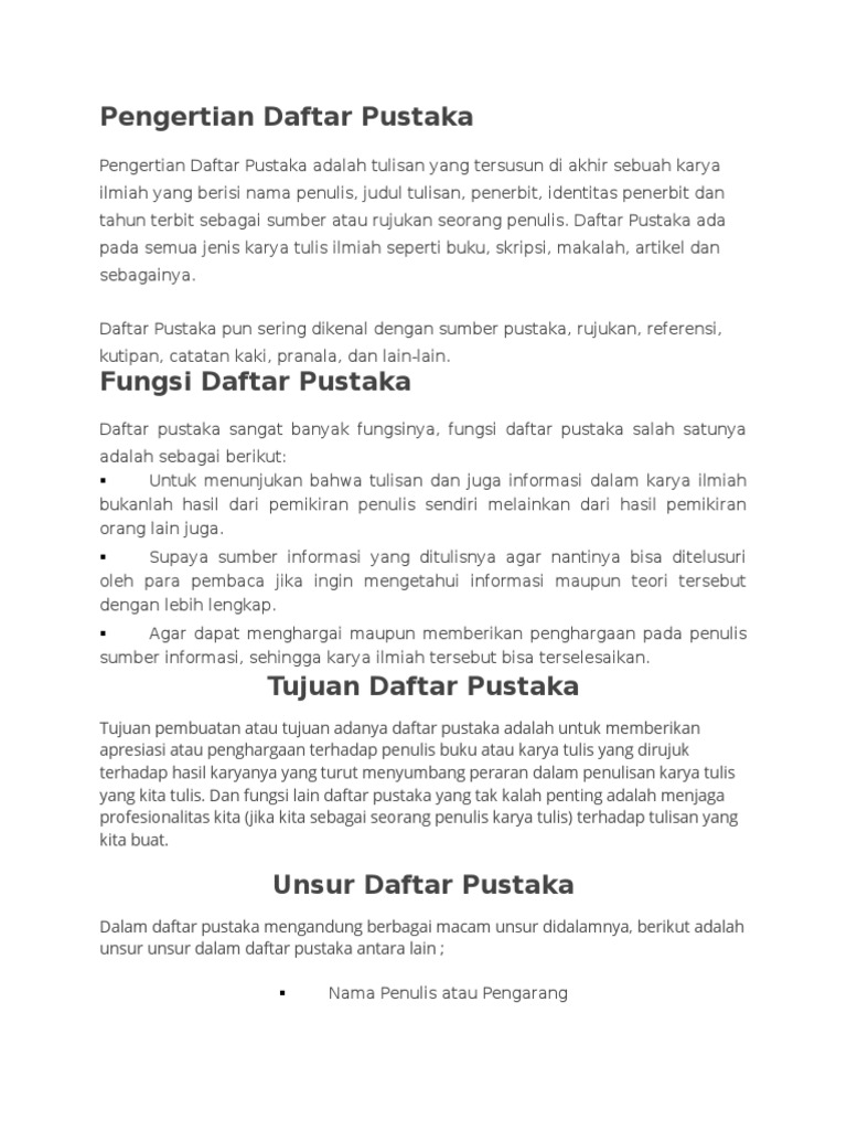 Pengertian Daftar Pustaka