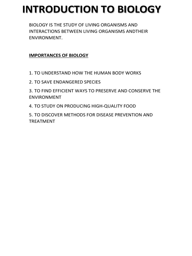 Introduction To Biology | PDF