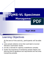 LQMS-VL Specimen: Management