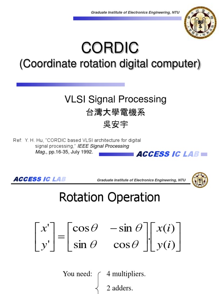 Cordic: (Coordinate Rotation Digital Computer) | PDF | Fast Fourier ...