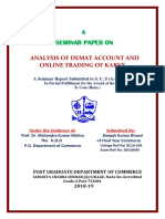 A Seminar Paper On: Analysis of Demat Account and Online Trading of Karvy