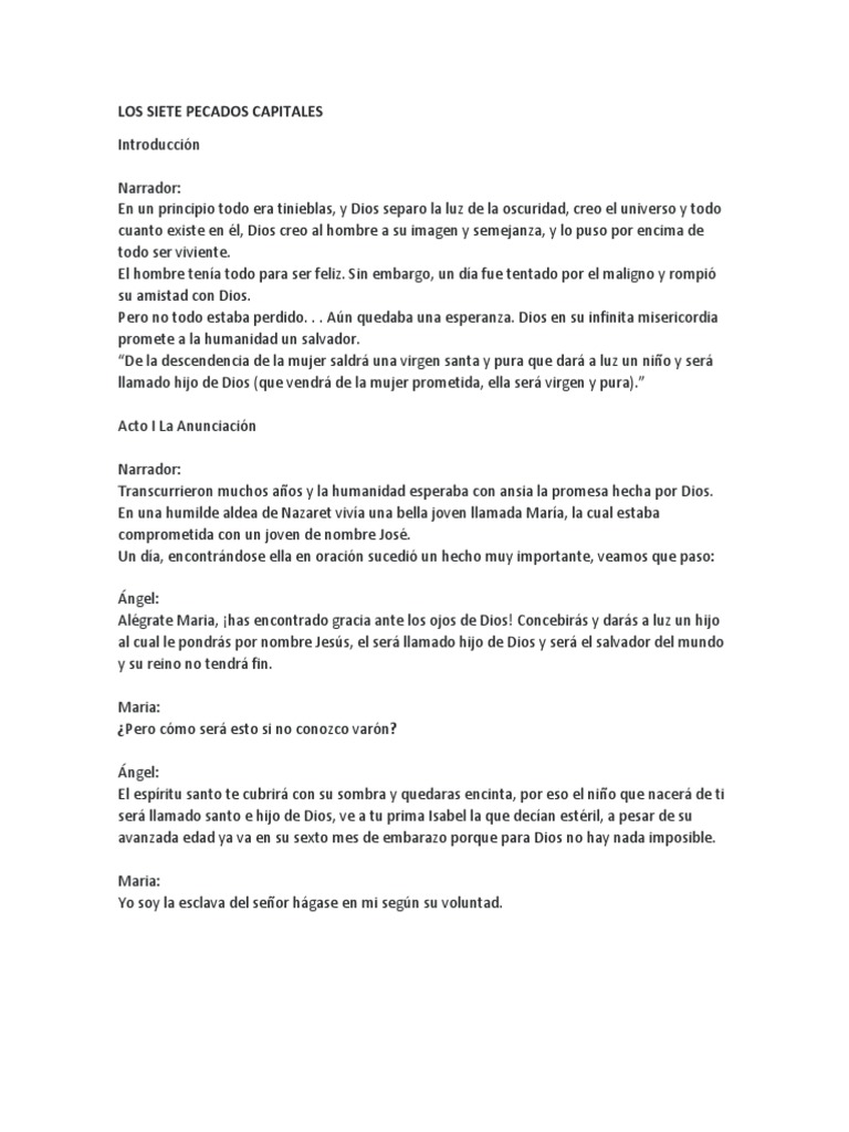 Los Siete Pecados Capitales | PDF | María, madre de Jesús | Amor