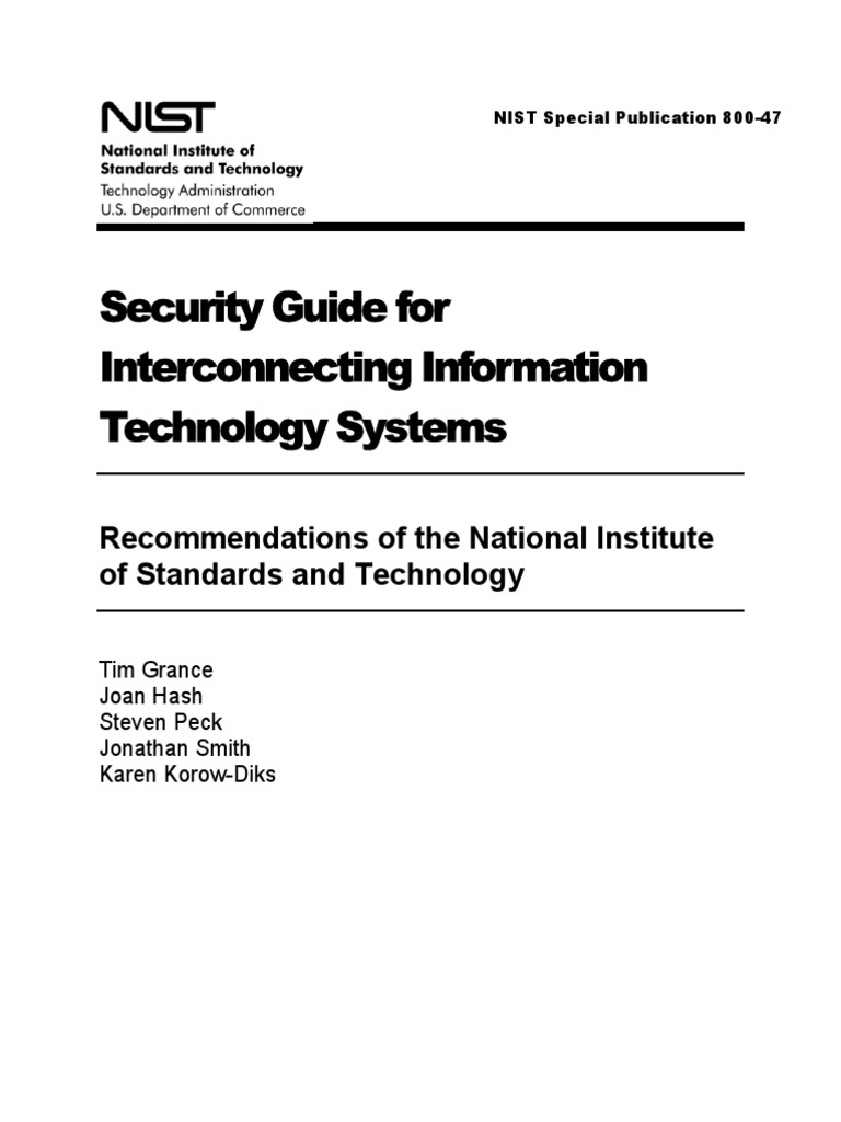 Security Guide For Interconnecting Information Technology Systems | PDF ...