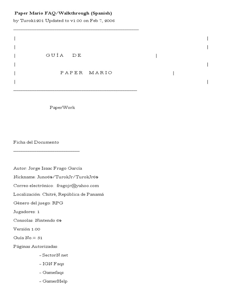 Guia Paper Mario 64 | PDF | Mario | Nintendo