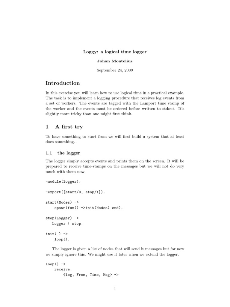 Loggy: A Logical Time Logger | PDF | Logging | Computer Programming