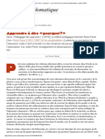 Apprendre À Dire Pourquoi - , Par Paulo Freire (Le Monde Diplomatique, Octobre 2013)