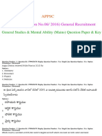 APPSC AEE General Studies & Mental Ability Exam Papers