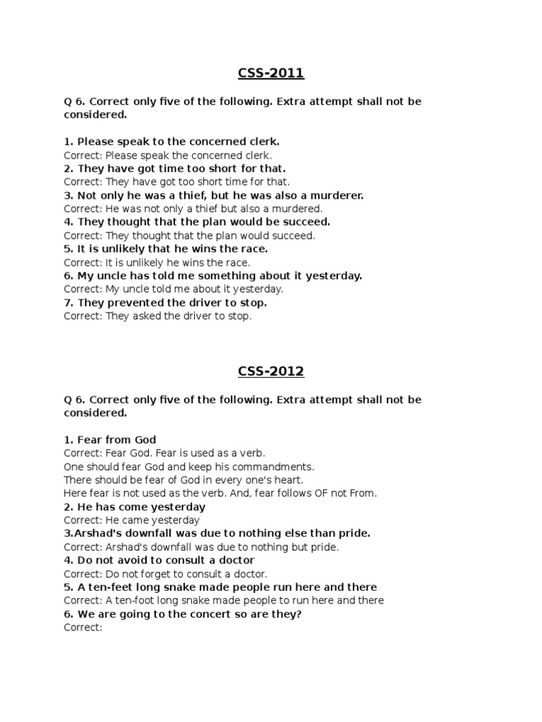 Sentence Correction | PDF | Verb | Syntax