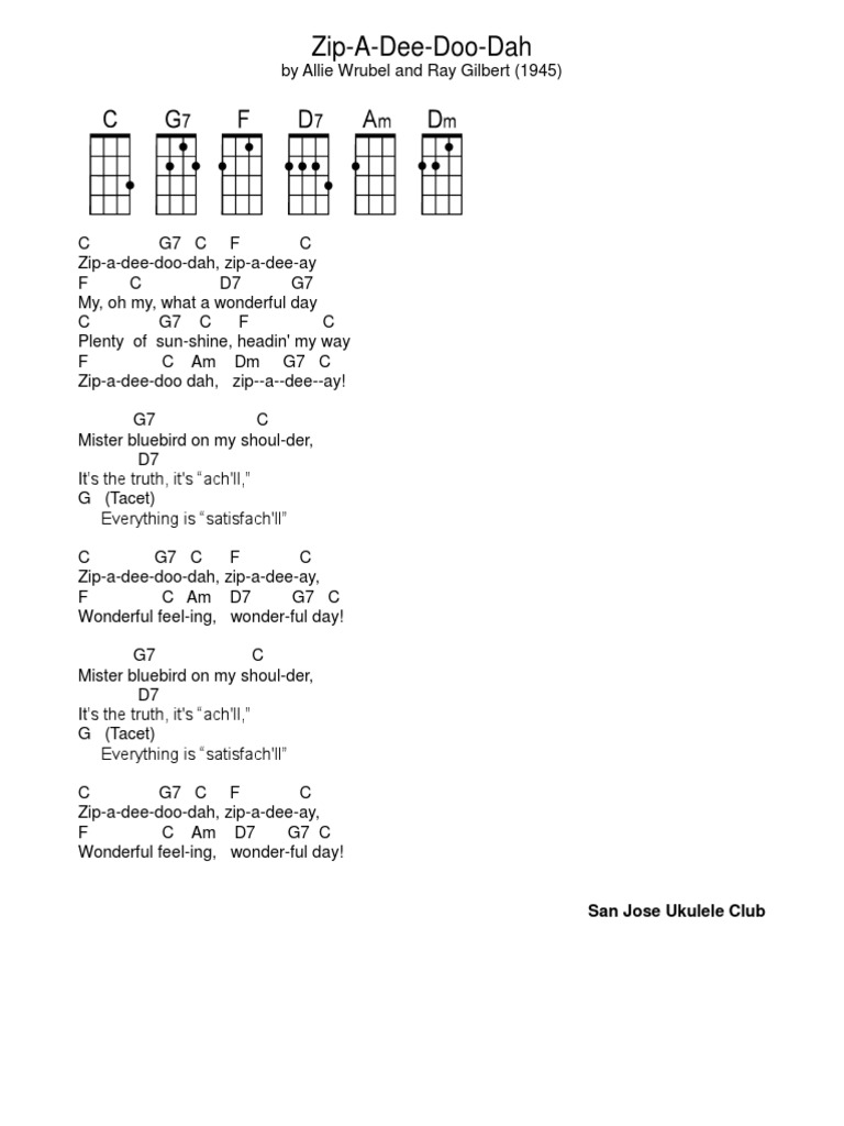 Zip A Dee Doo Dah PDF | PDF