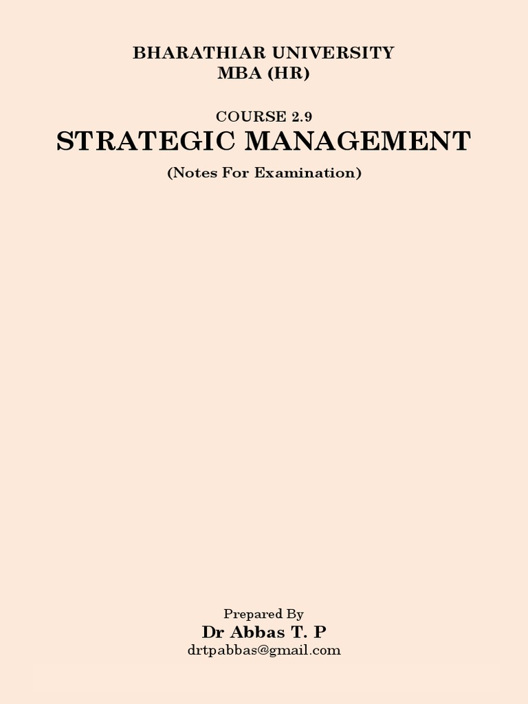 Strategic Management MBA Notes | PDF | Strategic Management | Swot Analysis