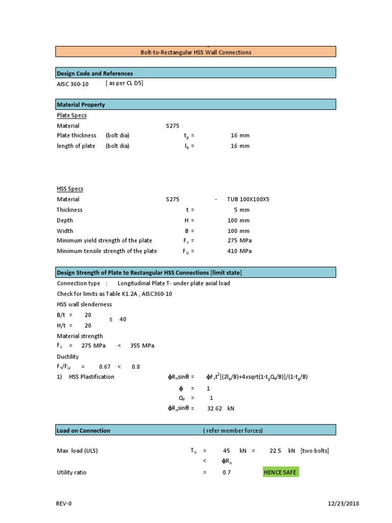 AISC 360-10 Design Code for HSS Connections | PDF