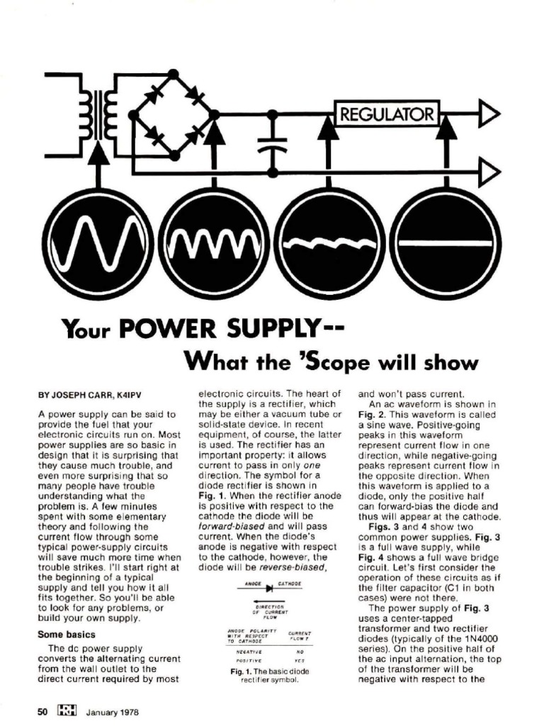 Your Power Supply - : What The 'Scope Will Show | PDF | Rectifier | Diode
